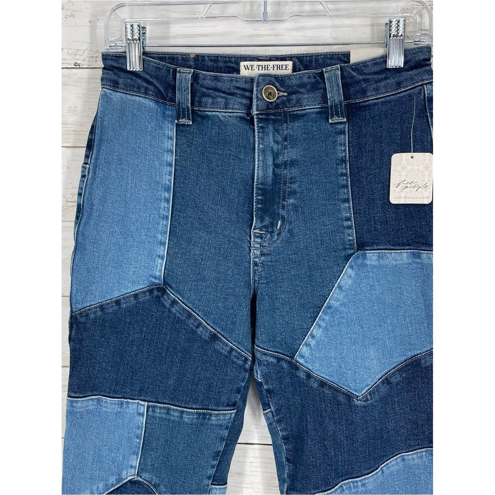 We The Free No Boundaries Pieced Flare Size 27  Patchwork Blue NWT - Picture 5 of 9